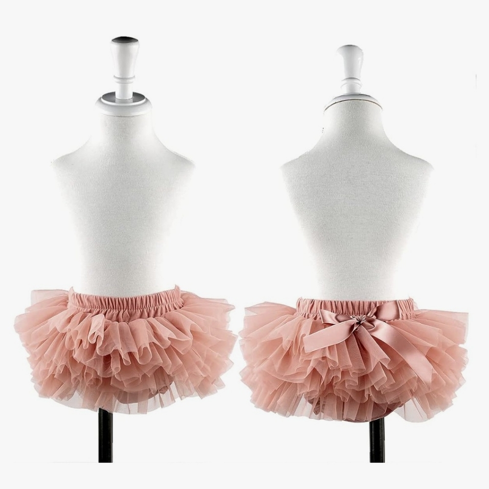 Pinkish tan Baby Girls Fluffy Soft and Smooth Tutu Skirt with Diaper Cover